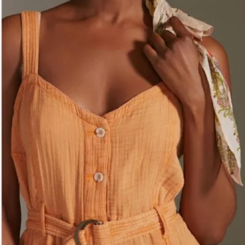 Pilcro Anthropologie Lightweight Gauzy Orange Playsuit Romper